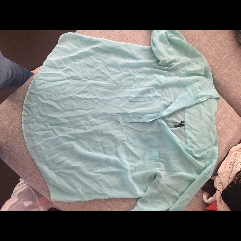 Women’s Turquoise Button Blouse